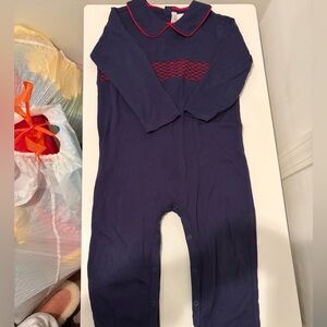 TBBC Navy Longall with Red trim and smocking